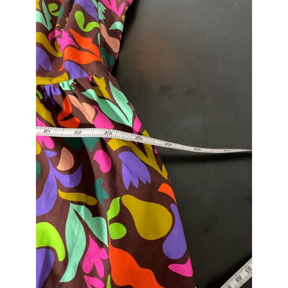 IMPRESSIONS Plus Size Babydoll Printed Colorful Puff Sleeve Brown Dress size 3X - Picture 13 of 15